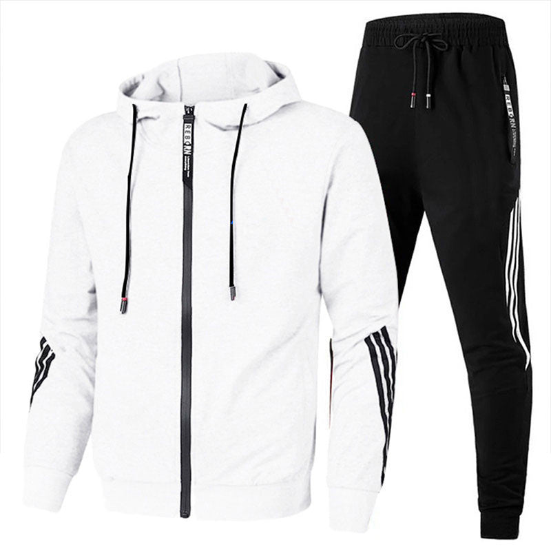 European and American fashion sports suit hooded zipper casual set