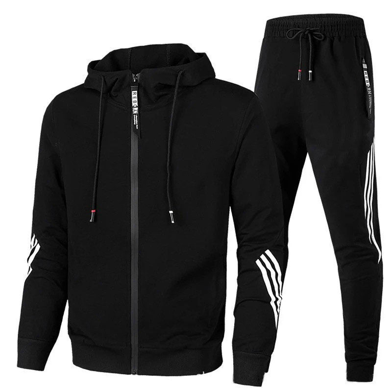 European and American fashion sports suit hooded zipper casual set