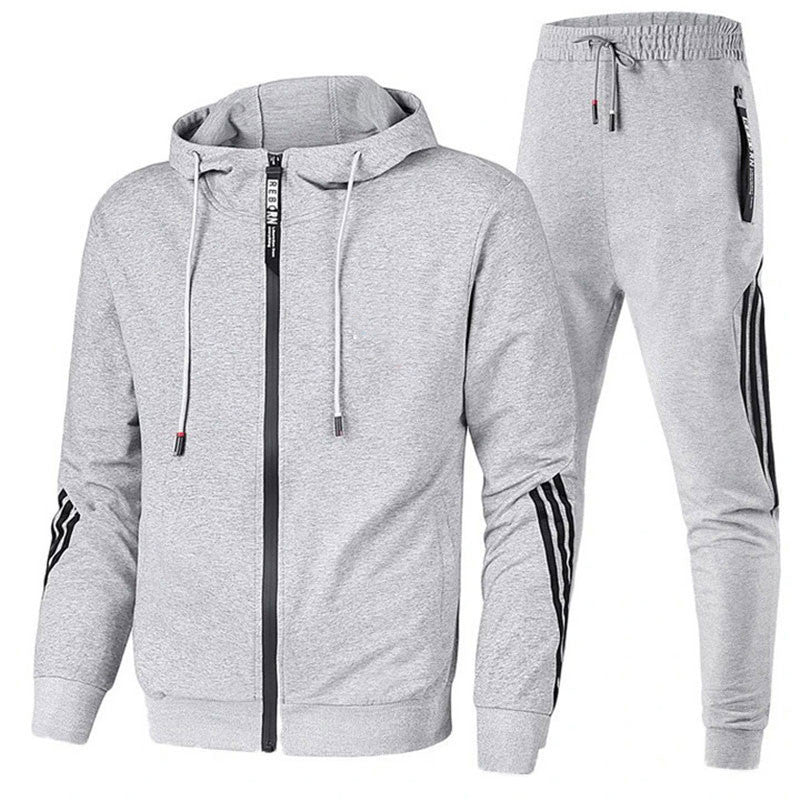 European and American fashion sports suit hooded zipper casual set