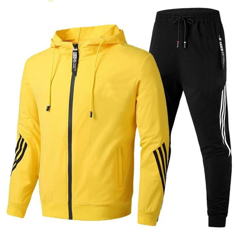 European and American fashion sports suit hooded zipper casual set